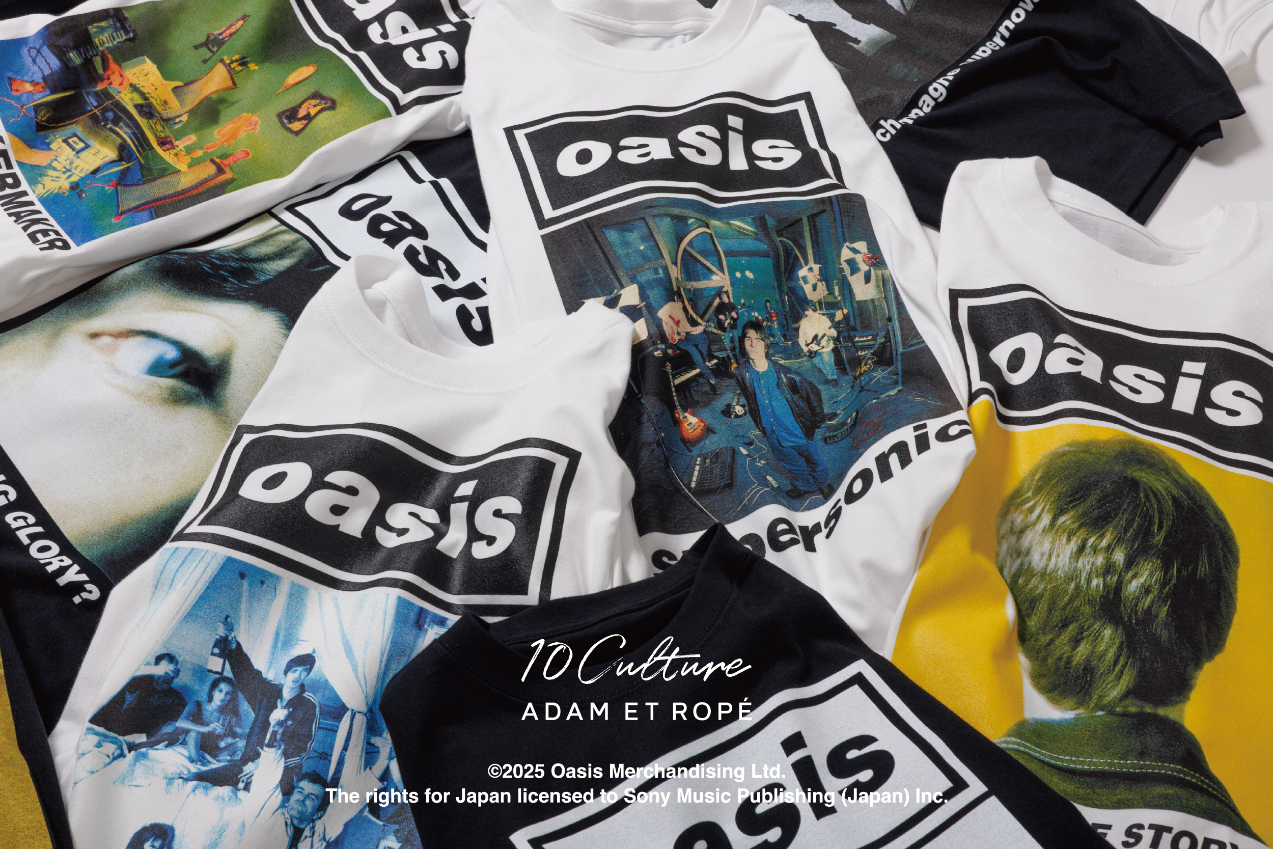 Oasis × ADAM ET ROPÉ、伝説のアートワークがTシャツに ──10種